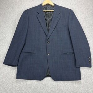 S. Cohen Blazer Mens 44R Blue 100% Wool Plaid Performance Professional Business